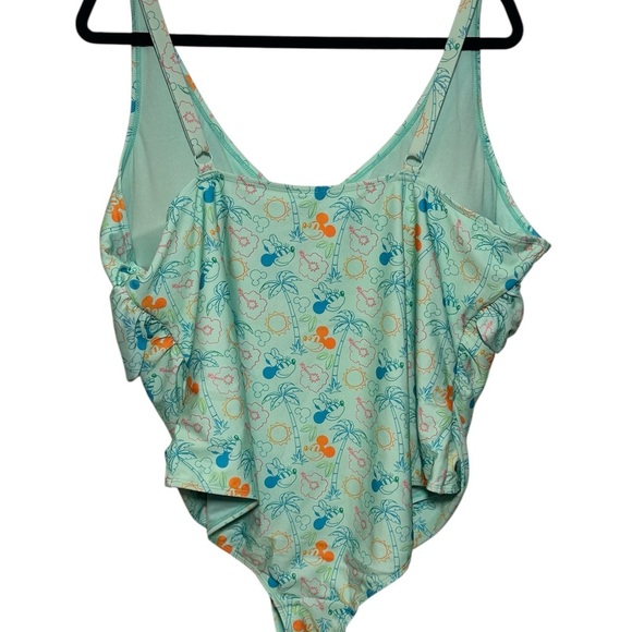 Disney World Minnie Mickey Mouse Tropical Print  Green Retro One Piece Size 2XL - Picture 2 of 4